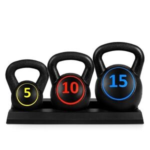 Set of Three Kettlebells with Stand